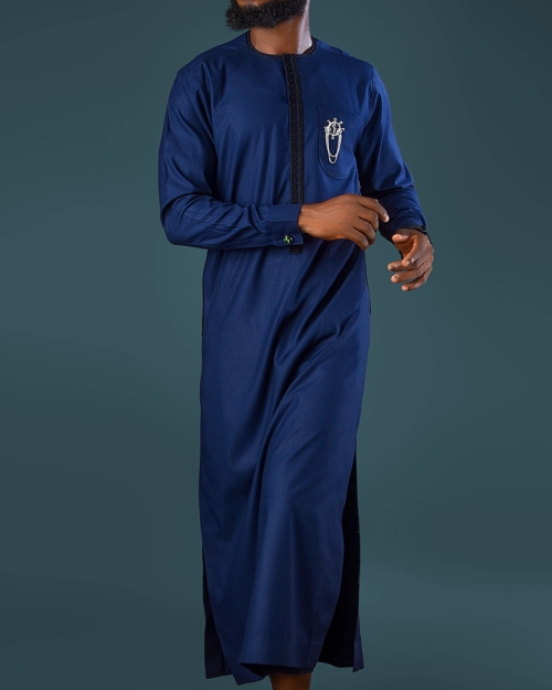 Navy Blue Silk Kaftan