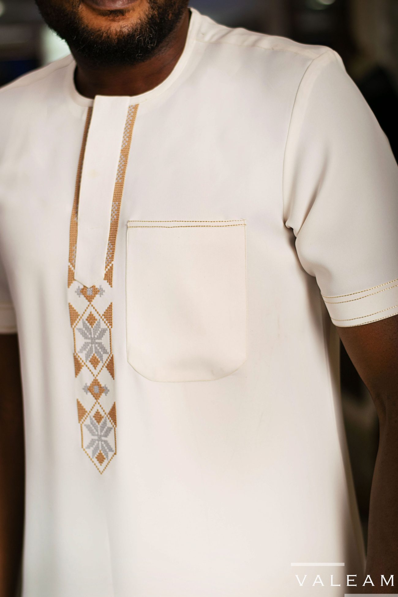 White Pinstripe Kaftan - Image 2