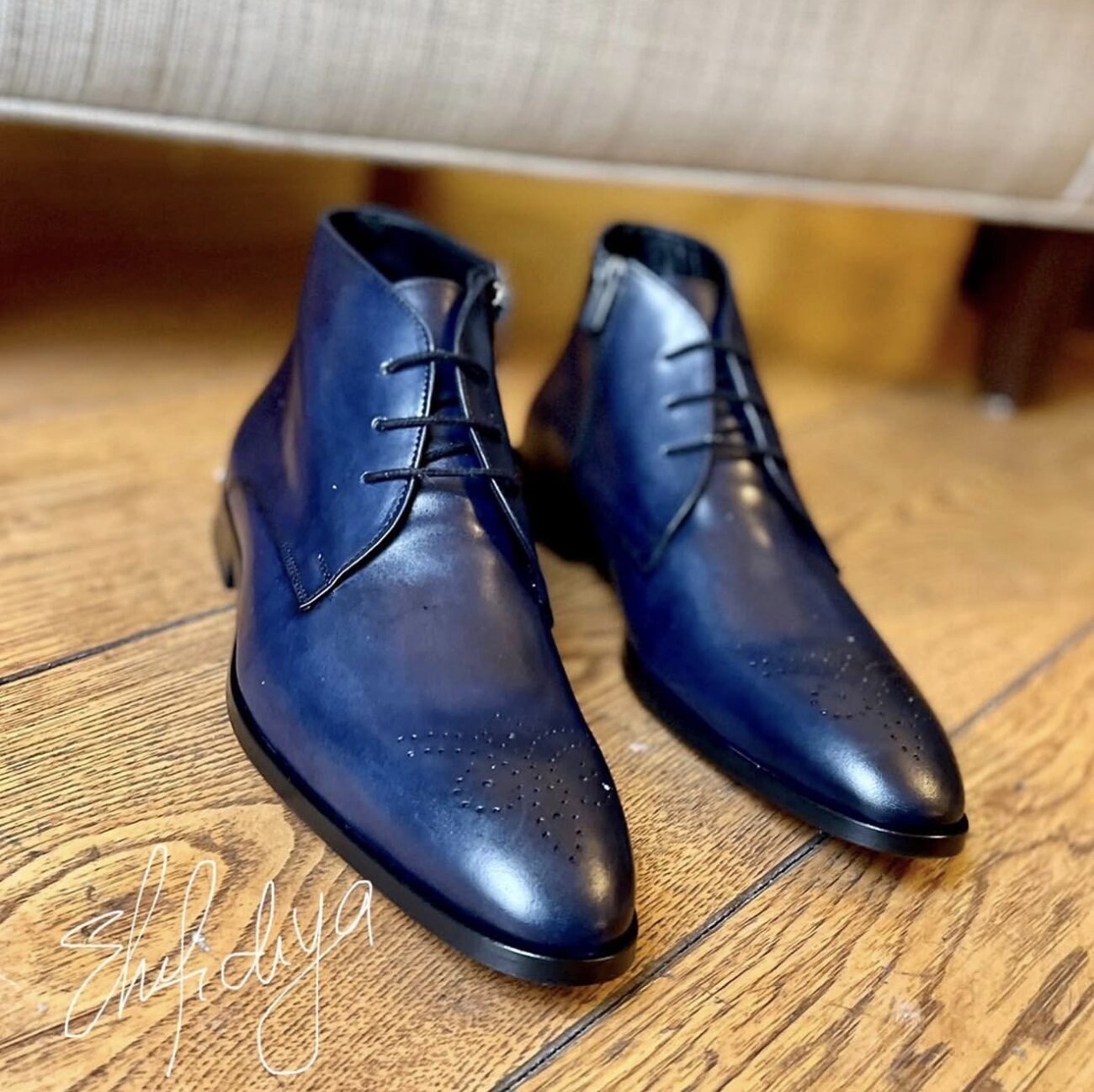 Dress Ankle Wingtip ( dark blue ) - Image 2