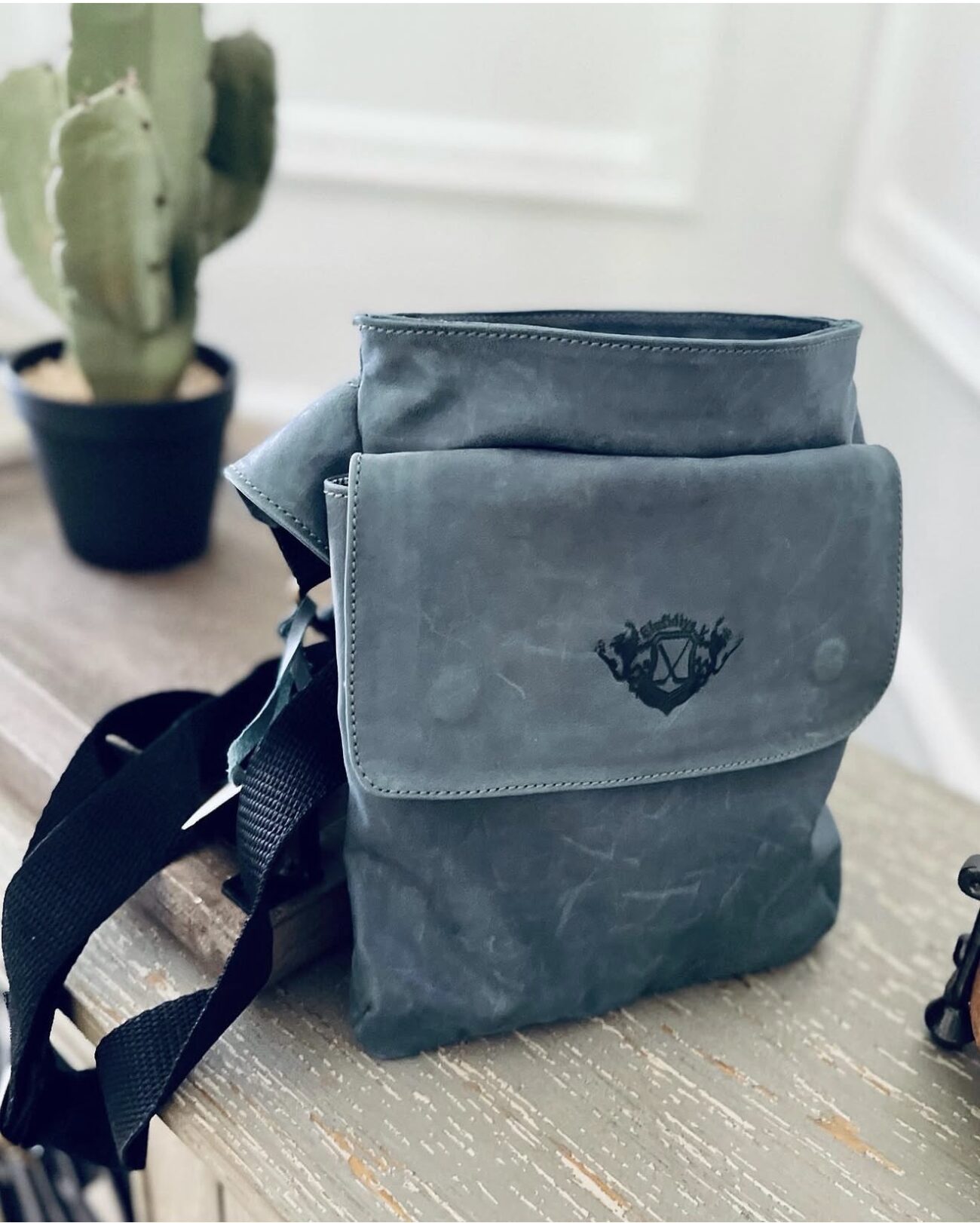 Foldable Cross-body Passport Leather Bag ( green )